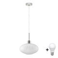 LED Pendellampe HARMA 1xE27/60W/230V dia. 30 cm matt krom/bianco
