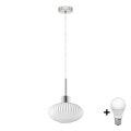 LED Pendellampe HARMA 1xE27/60W/230V diameter 25 cm mat krom/hvid