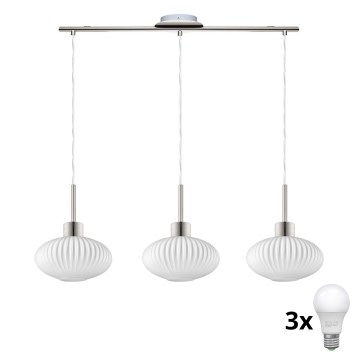 LED Pendellampe HARMA 3xE27/60W/230V mat chrome/hvid