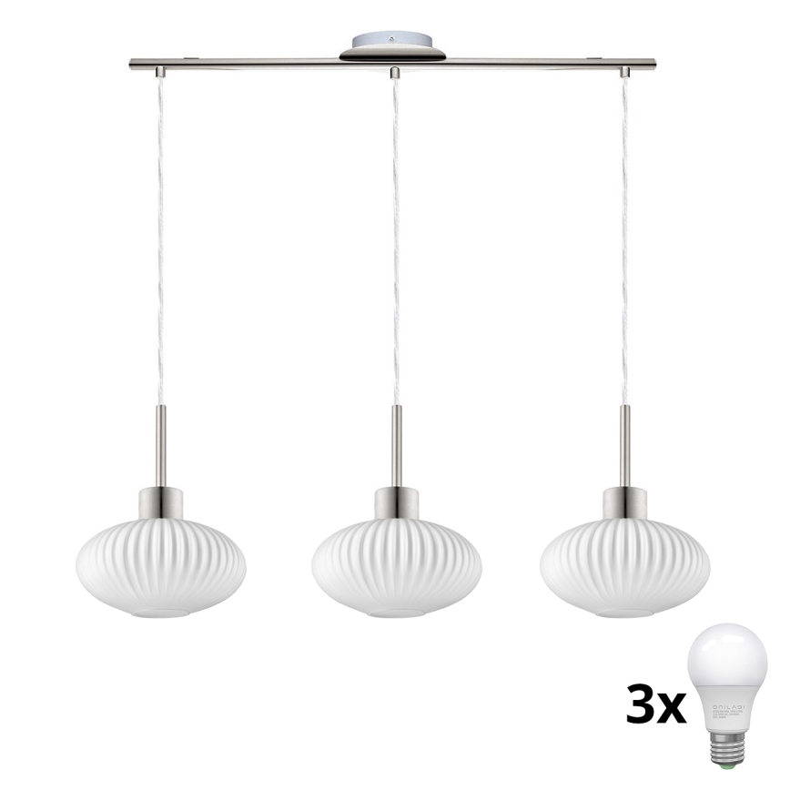 LED Pendellampe HARMA 3xE27/60W/230V mat chrome/hvid