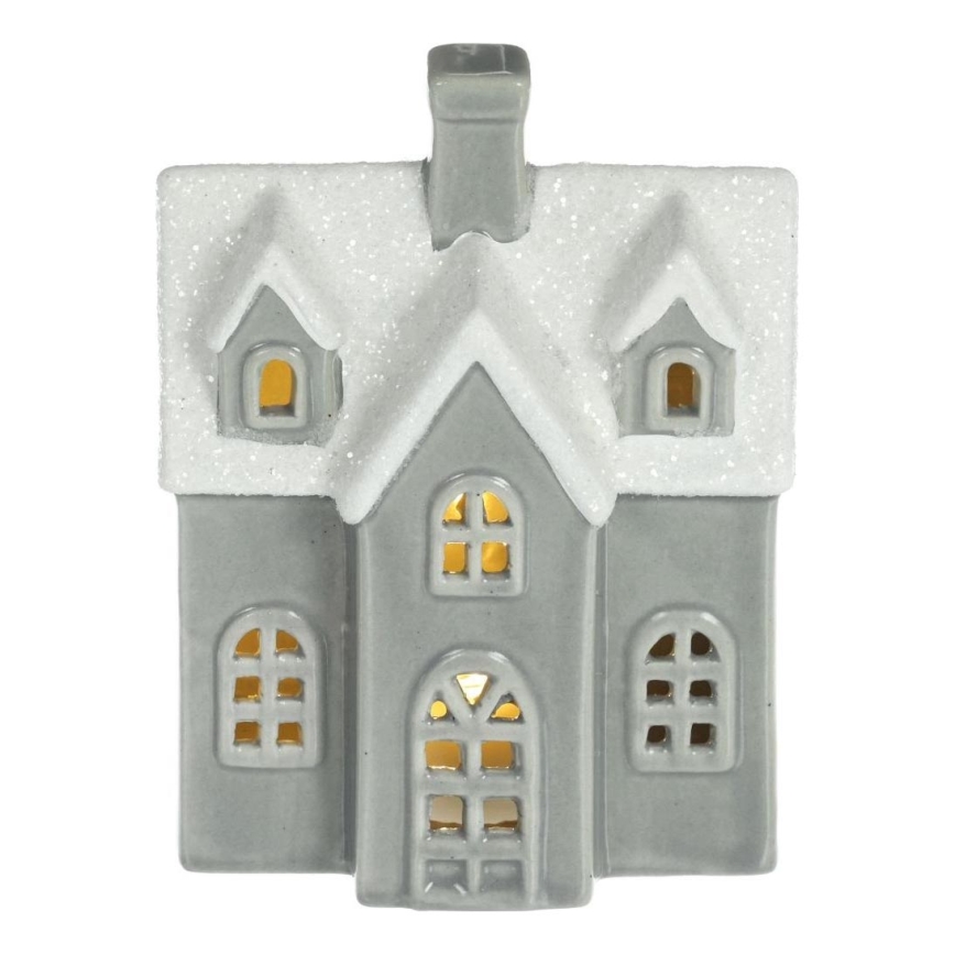 LED porcelænsdekoration LED/2xLR44/varm hvidt hus grå