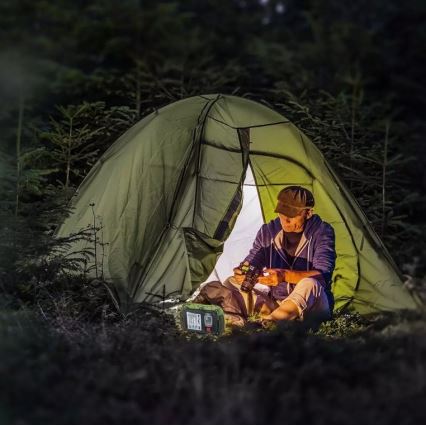 LED projektør dæmpbar og genopladelig SAMSUNG CHIP + funktion SOS LED/10W/3,7V/USB IP44 4000K 3600 mAh grøn
