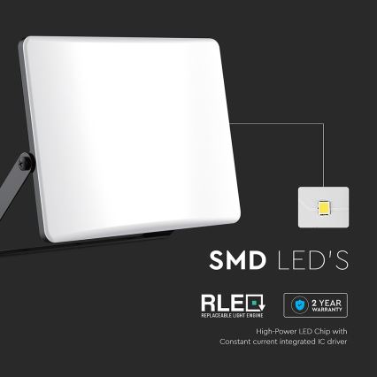 LED projektør LED/100W/230V 3000/4000/6500K IP65 sort