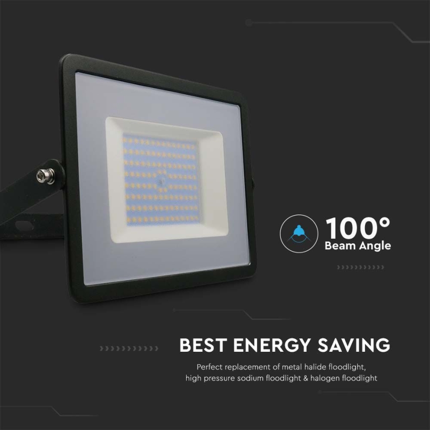 LED projektør LED/100W/230V 4000K IP65 sort