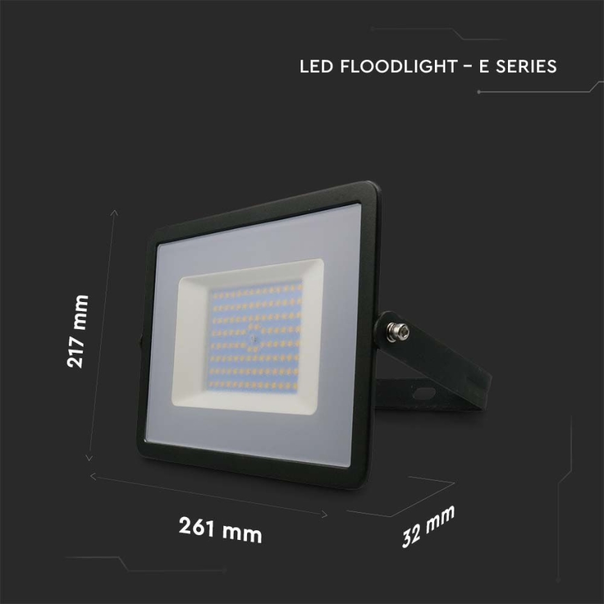 LED projektør LED/100W/230V 6500K IP65 sort