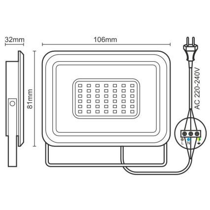 LED projektør LED/10W/230V 4000K IP65