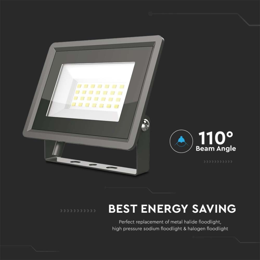 LED-projektør LED/20W/230V 6500K IP65 sort