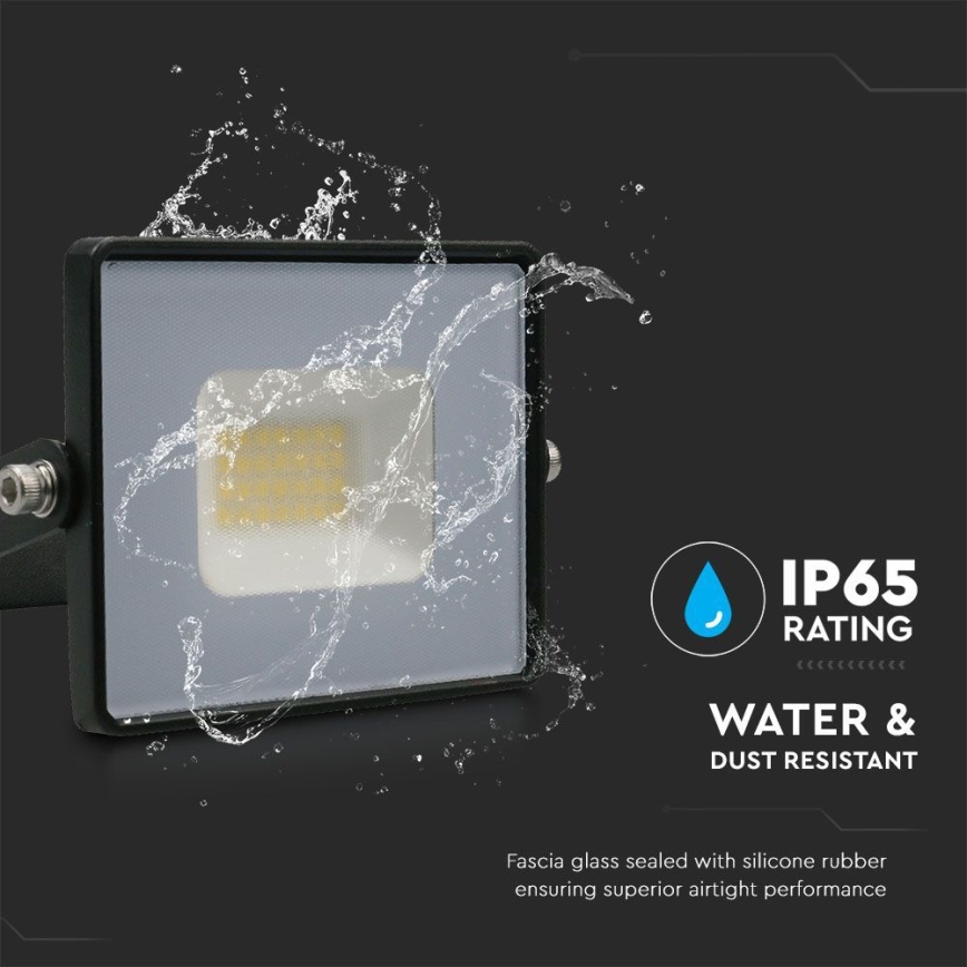 LED projektør LED/20W/230V 6500K IP65 sort