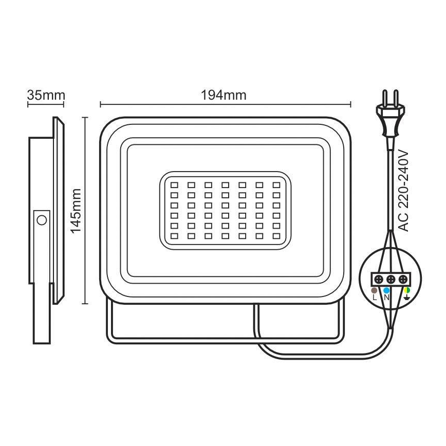 LED projektør LED/50W/230V 4000K IP65