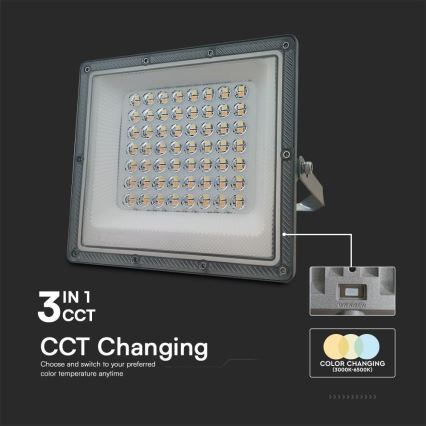 LED projektør LED/50W/230V IP65 3000/4000/6500K grå