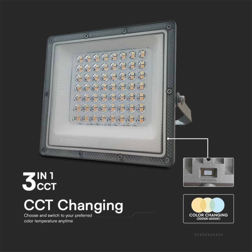 LED projektør LED/50W/230V IP65 3000/4000/6500K grå