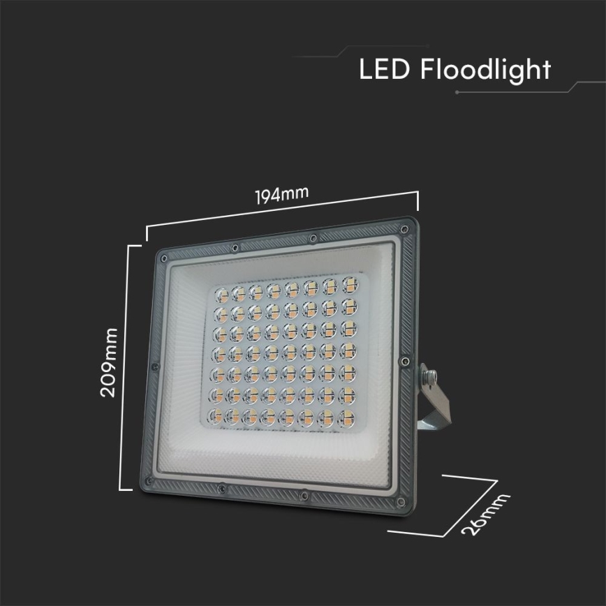 LED projektør LED/50W/230V IP65 3000/4000/6500K grå