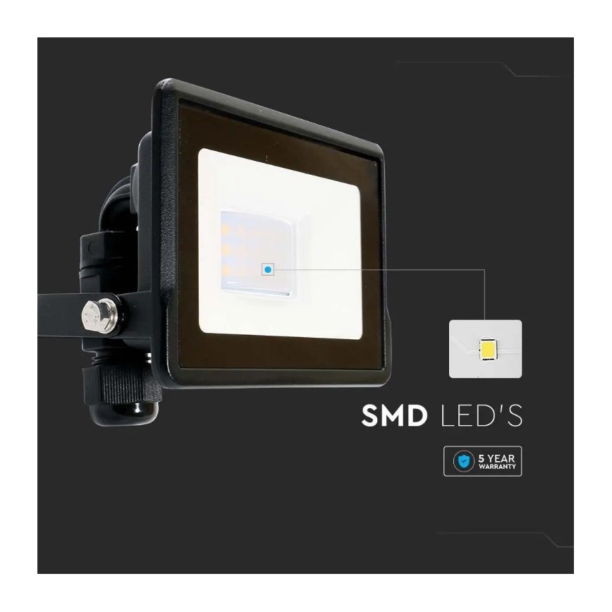 LED projektør m. direkte tilslutning SAMSUNG CHIP LED/10W/230V IP65 6500K sort