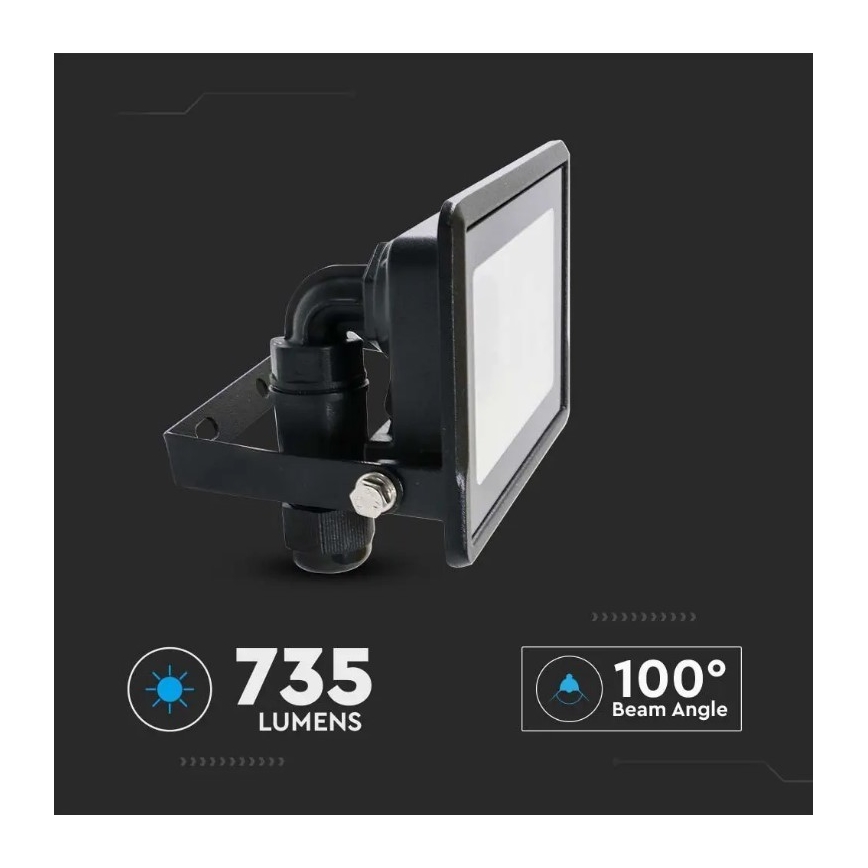 LED projektør m. direkte tilslutning SAMSUNG CHIP LED/10W/230V IP65 6500K sort
