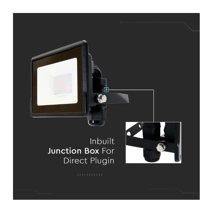 LED projektør m. direkte tilslutning SAMSUNG CHIP LED/10W/230V IP65 6500K sort