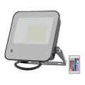 LED projektør m. RGBW-farver dæmpbar LED/50W/230V IP65 grå + fjernbetjening