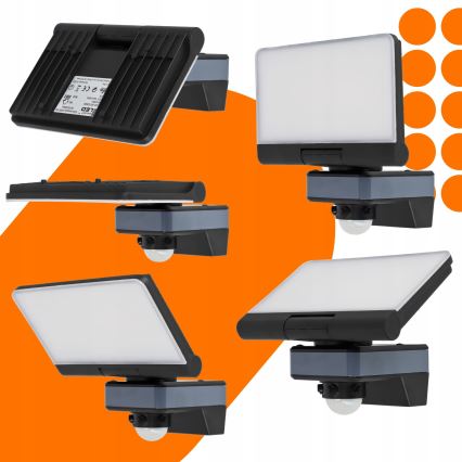 LED-projektør med bevægelses- og skumringssensor LED/44W/230V 4200K IP54 sort