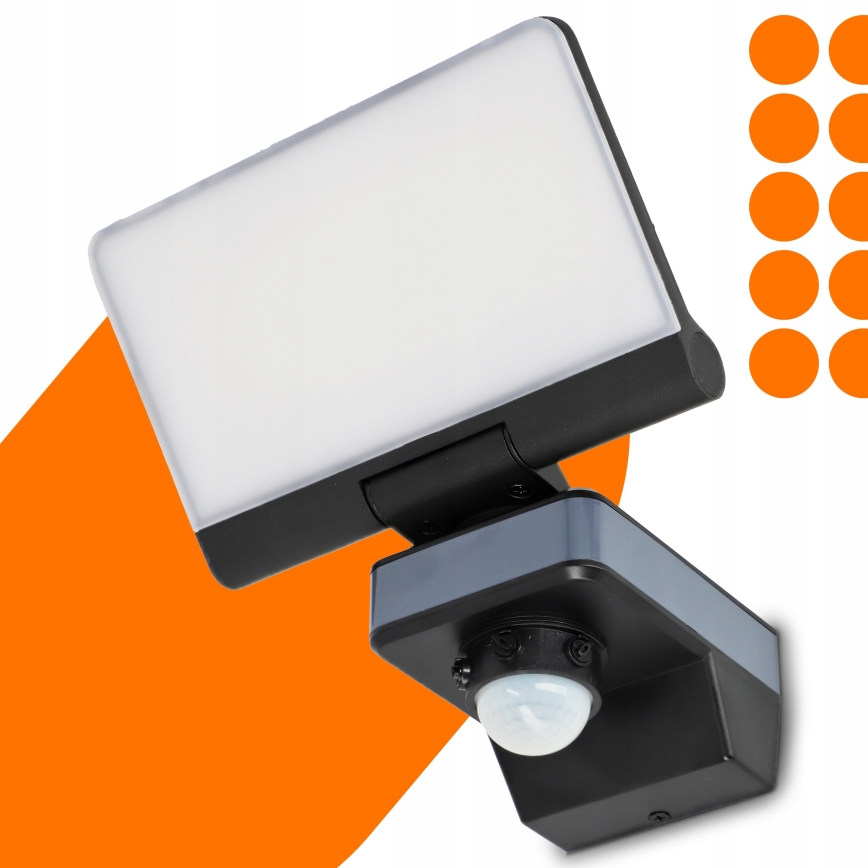 LED-projektør med bevægelses- og skumringssensor LED/44W/230V 4200K IP54 sort