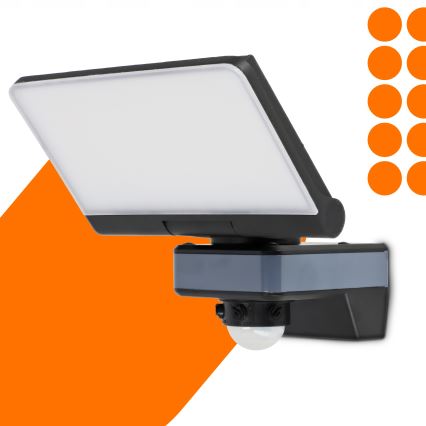 LED-projektør med bevægelses- og skumringssensor LED/44W/230V 4200K IP54 sort