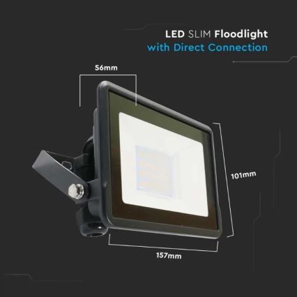 LED projektør med direkte forbindelse SAMSUNG CHIP LED/20W/230V IP65 6500K