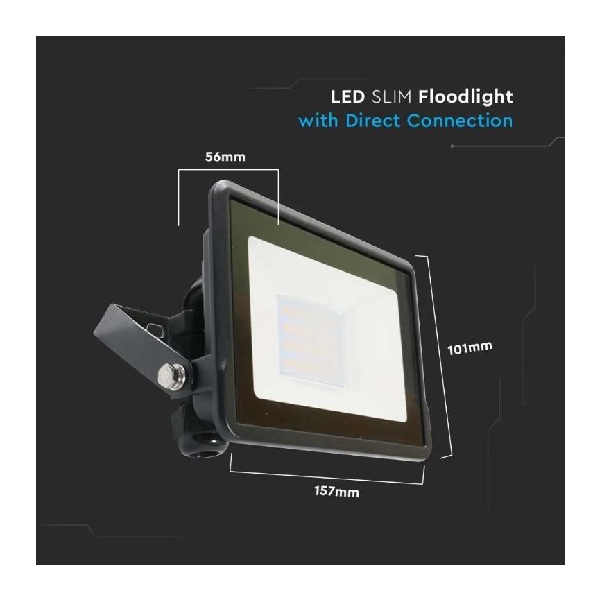 LED projektør med direkte forbindelse SAMSUNG CHIP LED/20W/230V IP65 6500K
