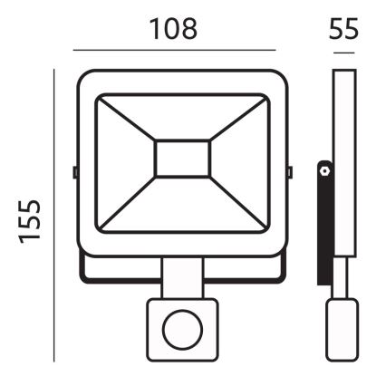 LED projektør med sensor LED/10W/230V 6500K IP44