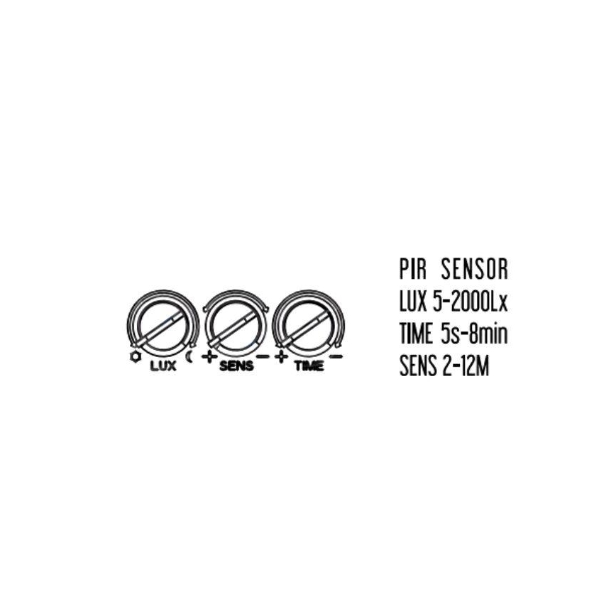 LED projektør med sensor LED/24W/230V 3000/4000/6000K IP54 antracit