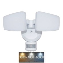 LED projektør med sensor LED/24W/230V 3000/4000/6000K IP54 hvid
