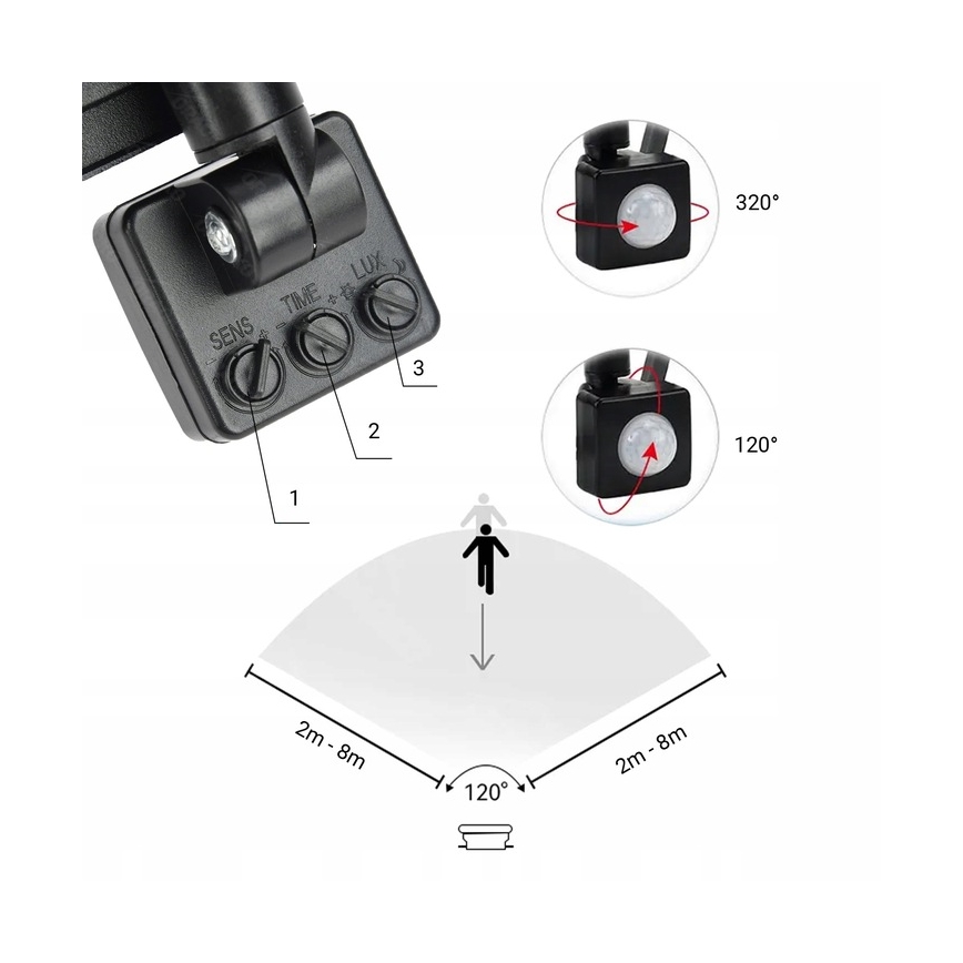 LED projektør med sensor LED/30W/230V 4000K IP65 sort