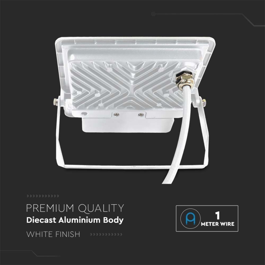 LED projektør med sensor LED/50W/230V 4000K IP65 hvid