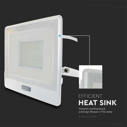 LED projektør med sensor LED/50W/230V 4000K IP65 hvid