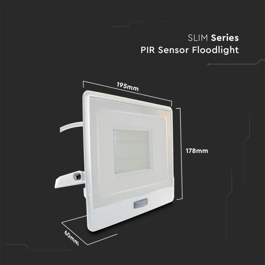 LED projektør med sensor LED/50W/230V 4000K IP65 hvid
