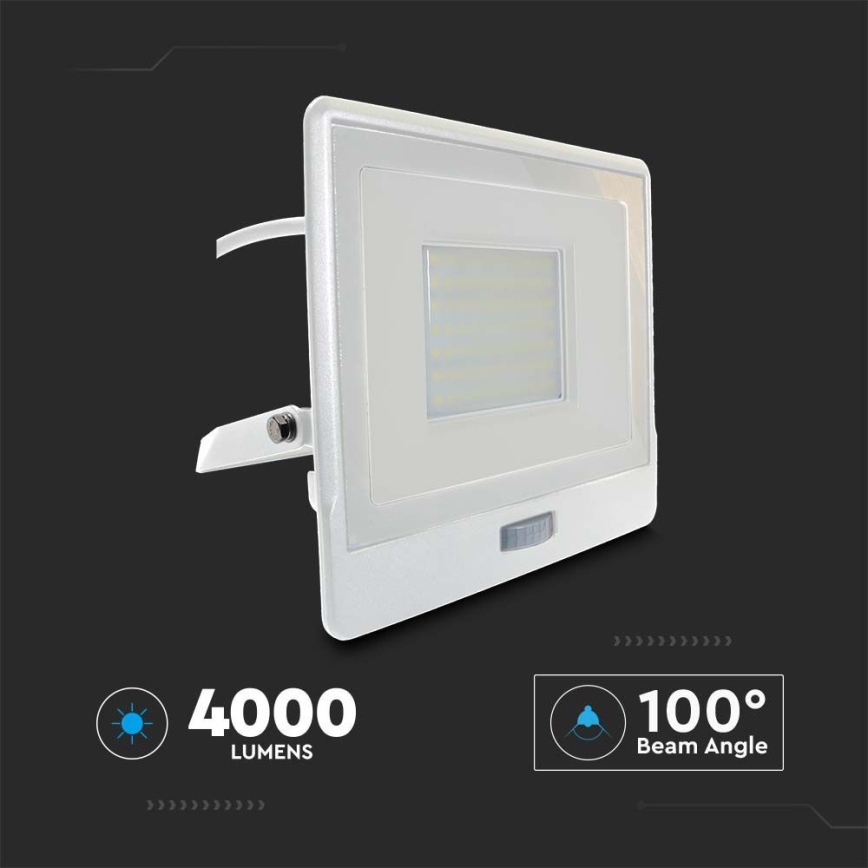 LED projektør med sensor LED/50W/230V 6500K IP65 hvid