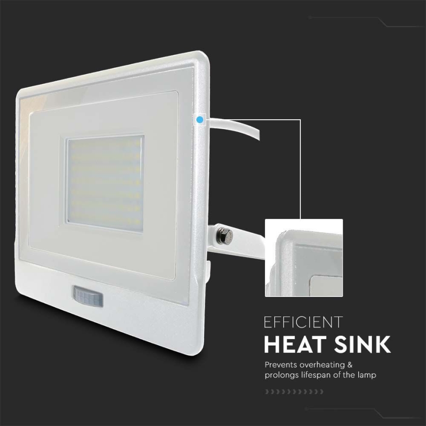 LED projektør med sensor LED/50W/230V 6500K IP65 hvid