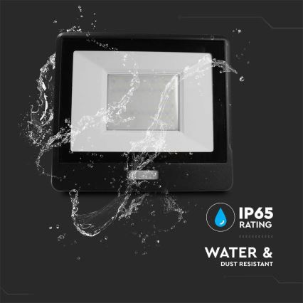 LED projektør med sensor LED/50W/230V 6500K IP65 sort