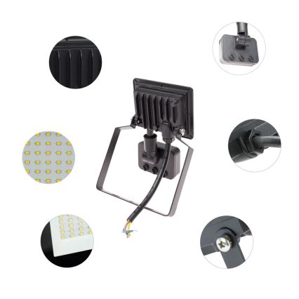 LED projektør med sensor NOCTIS LUX 3 LED/10W/230V 4000K IP44 sort