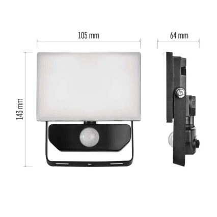 LED projektør med sensor TAMBO LED/10W/230V 4000K IP54