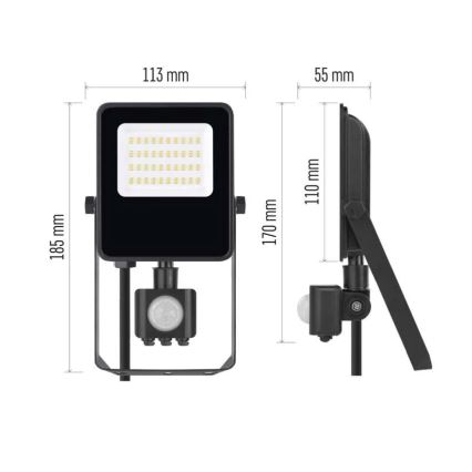 LED projektør med sensor VISIO LED/20W/230V 4000K IP65