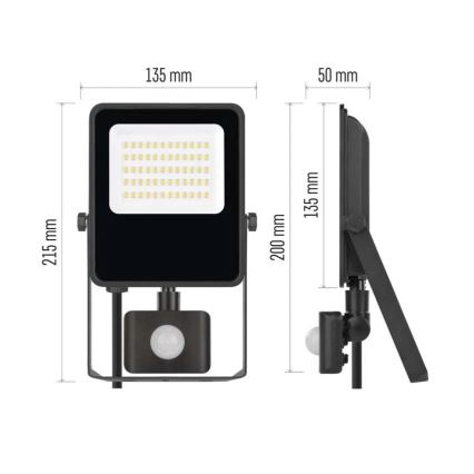 LED projektør med sensor VISIO LED/30W/230V 4000K IP65
