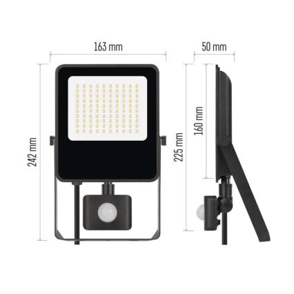 LED projektør med sensor VISIO LED/50W/230V 4000K IP65