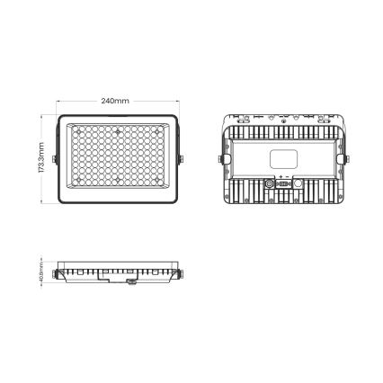 LED projektør med solcellepanel FOCUS 100W/15000 mAh 3,2V 6000K IP65 + fjernbetjening