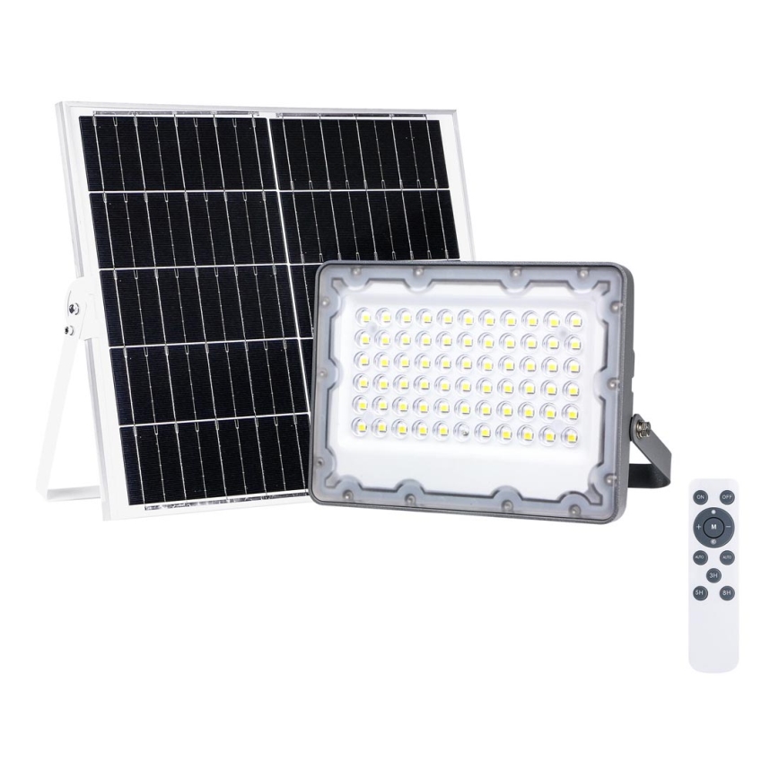 LED projektør med solcellepanel FOCUS 60W/10000 mAh 3,2V 6000K IP65 + fjernbetjening