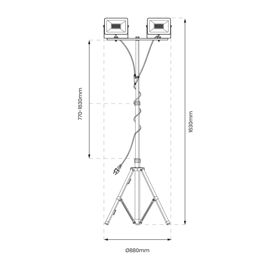 LED Projektør med stativ 2xLED/30W/230V 4000K IP44