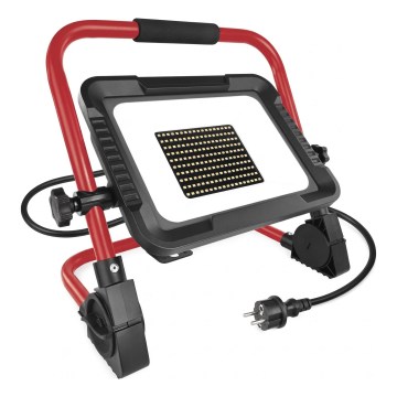 LED-projektør med stativ ELION LED/100W/230V 4000K IP65 rød/sort