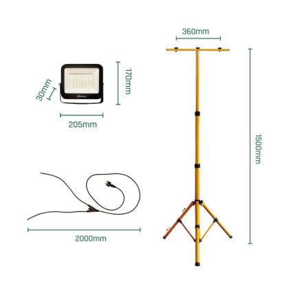 LED Projektør med stativ NOCTIS 2xLED/50W/230V 4000K IP65
