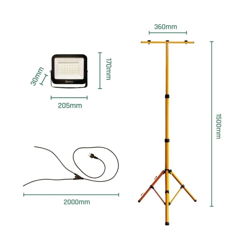 LED Projektør med stativ NOCTIS 2xLED/50W/230V 4000K IP65