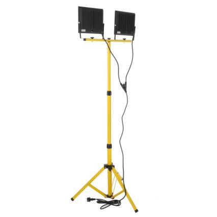 LED projektør med stativ TIGRA 2xLED/100W/230V 4000K IP54 sort/gul