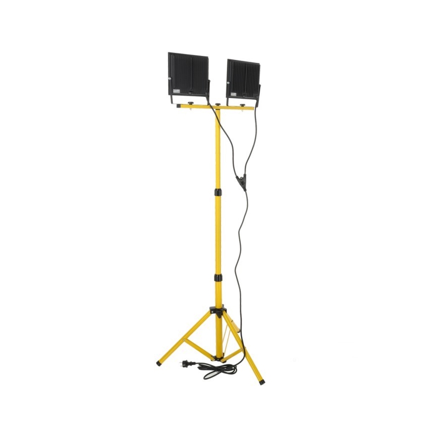 LED projektør med stativ TIGRA 2xLED/100W/230V 4000K IP54 sort/gul