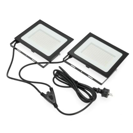 LED projektør med stativ TIGRA 2xLED/100W/230V 4000K IP54 sort/gul