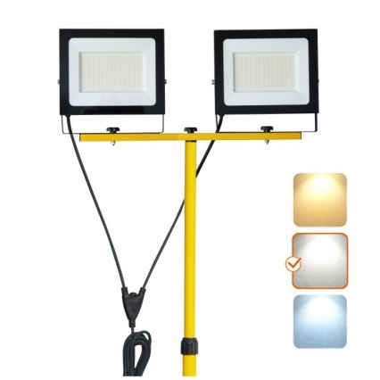 LED projektør med stativ TIGRA 2xLED/100W/230V 4000K IP54 sort/gul